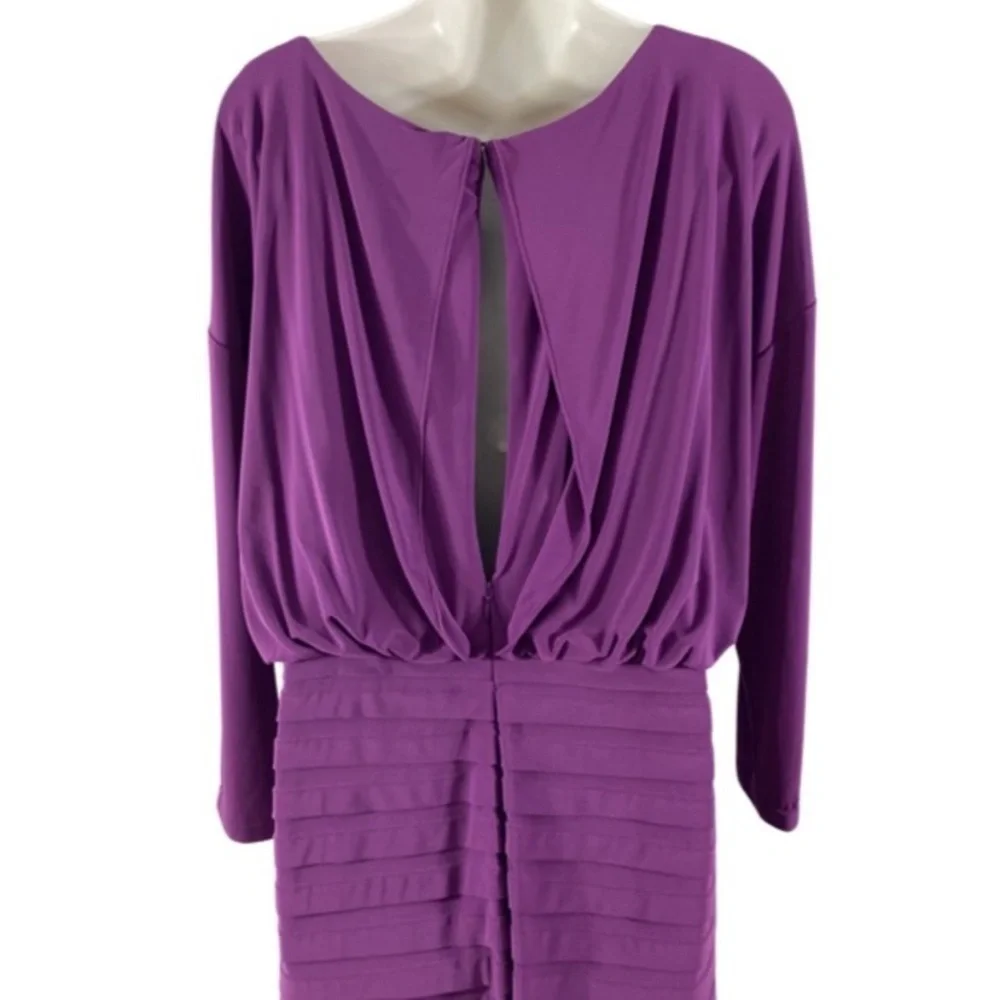 Adrianna Papell purple banded blouson jersey dress 6 TT30